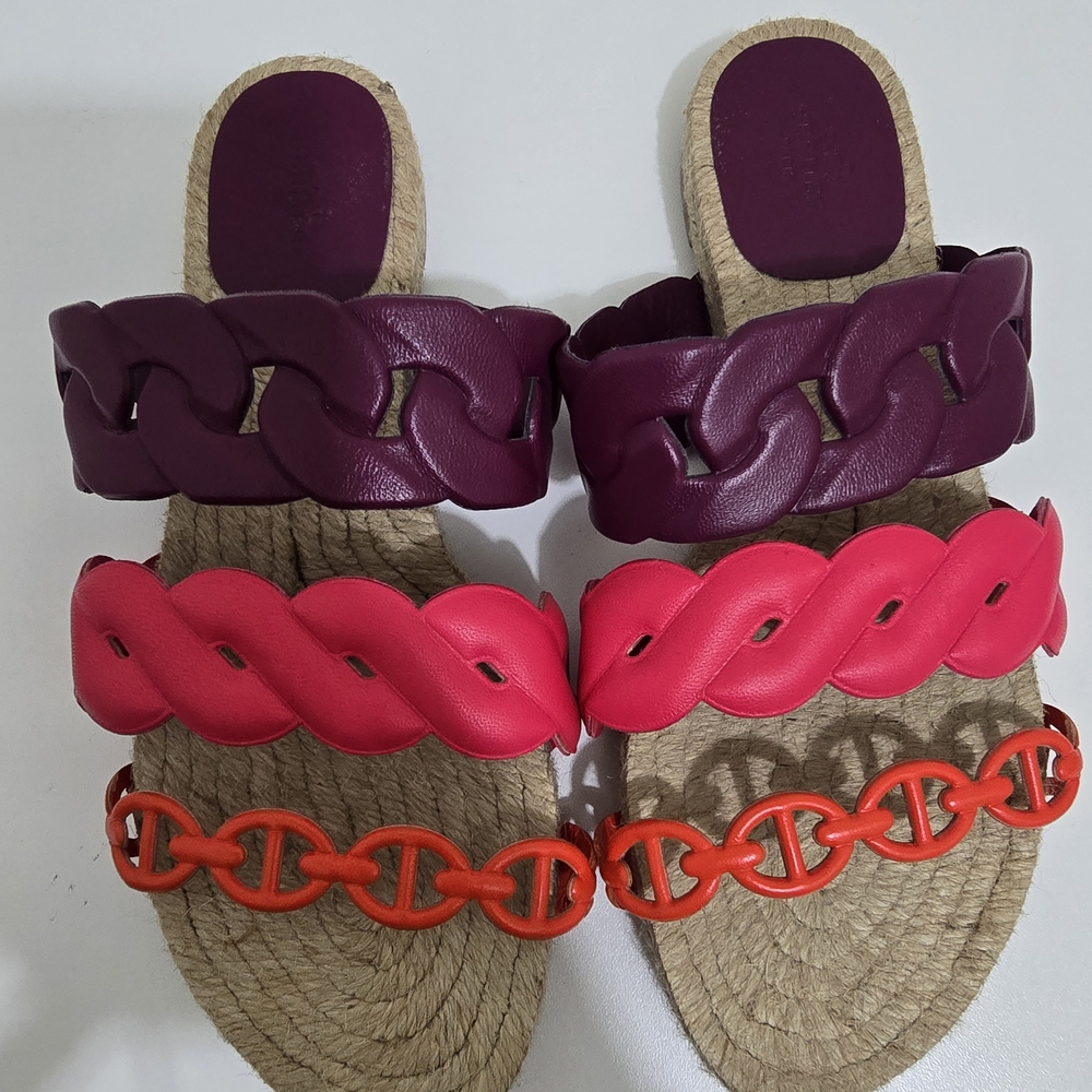 Hermes Gwen Espadrille Multicolor Sandals, (Size 38) With Box
